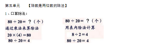 小学四年级数学上册重要知识点归纳:第五单元知识点